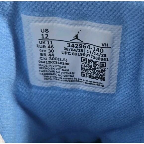 Air Jordan True Flight UNC Shoes Men’s SZ 12 US White University Blue 342964-140 main image 5